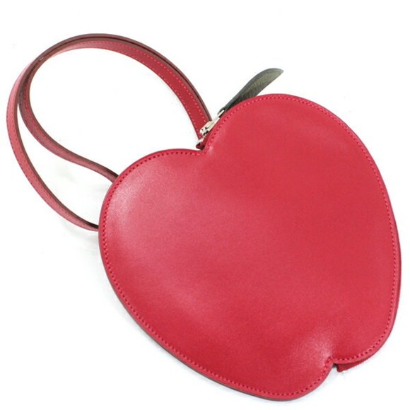 Hermès Pochette Pomme Apple Pouch with Handle, Rouge vif Tadelakt x Chevre Mo... - Picture 1 of 8